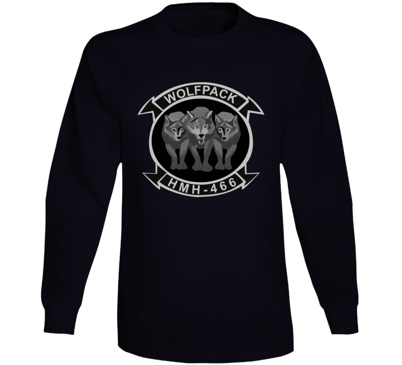 USMC - Marine Heavy Helicopter Squadron 466 - 3 Wolves wo Txt Long Sleeve
