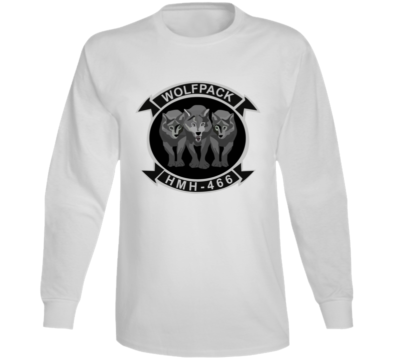 USMC - Marine Heavy Helicopter Squadron 466 - 3 Wolves wo Txt Long Sleeve