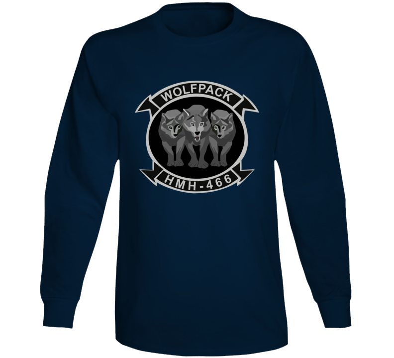 USMC - Marine Heavy Helicopter Squadron 466 - 3 Wolves wo Txt Long Sleeve