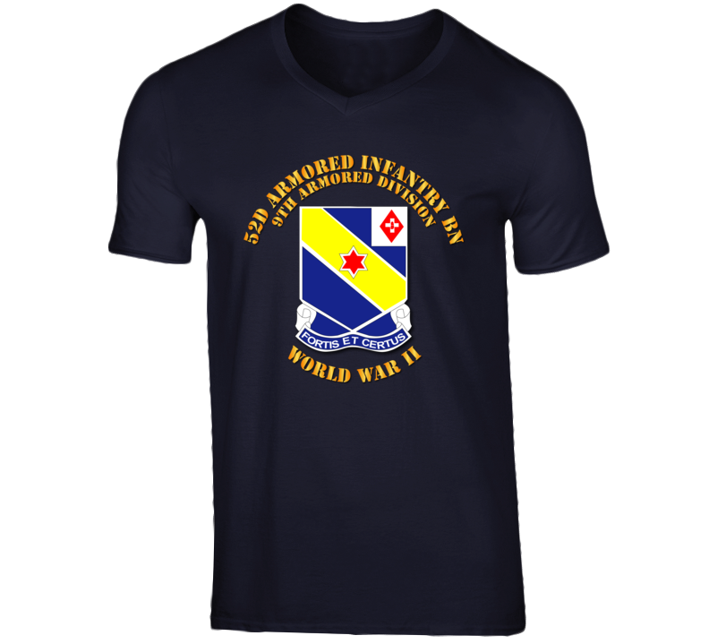 Army - 52d Armored Infantry Bn - 9th Ar Div - Wwii V-neck