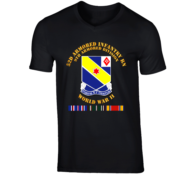 Army - 52d Armored Infantry Bn - 9th Ar Div - Wwii W Svc V-neck