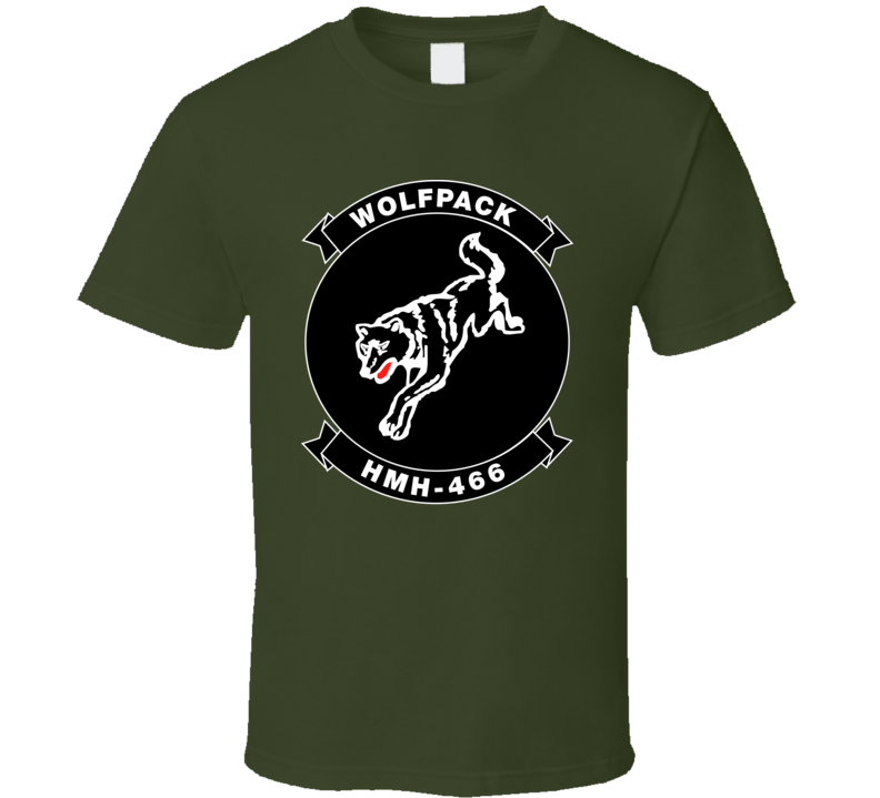 Usmc - Marine Heavy Helicopter Squadron 466 - Single Wolf Wo Txt T Shirt