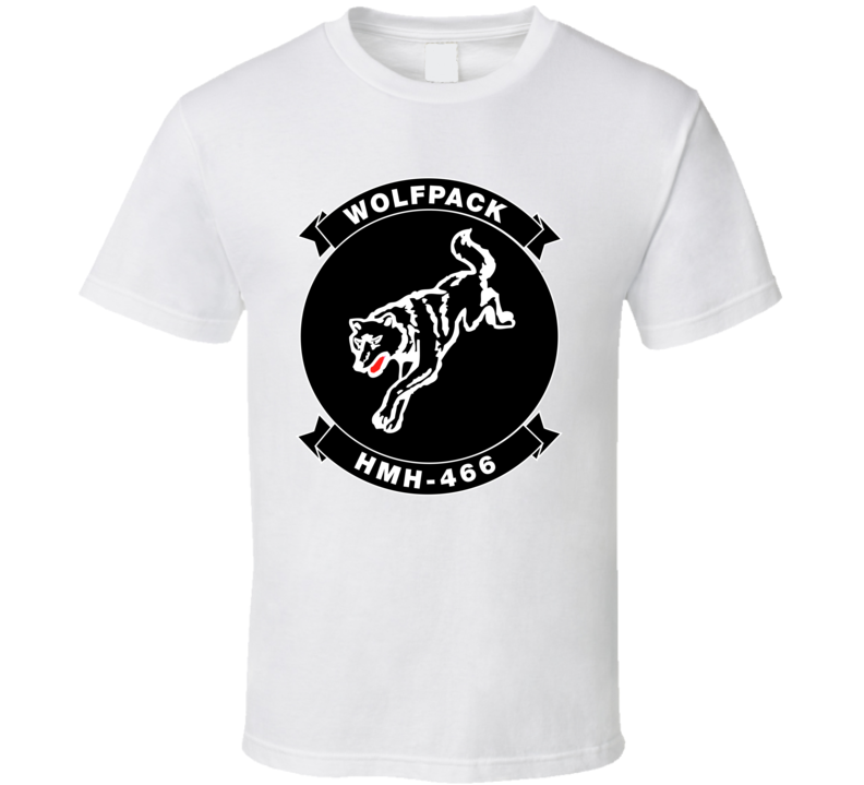Usmc - Marine Heavy Helicopter Squadron 466 - Single Wolf Wo Txt T Shirt