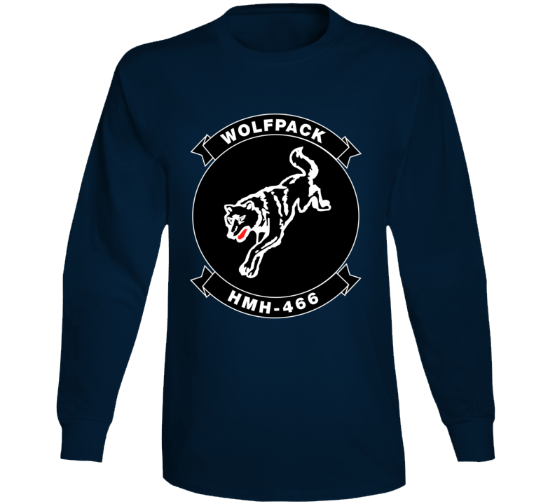 Usmc - Marine Heavy Helicopter Squadron 466 - Single Wolf Wo Txt Long Sleeve