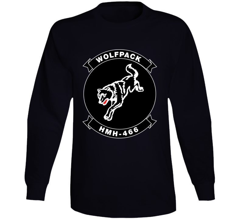 Usmc - Marine Heavy Helicopter Squadron 466 - Single Wolf Wo Txt Long Sleeve