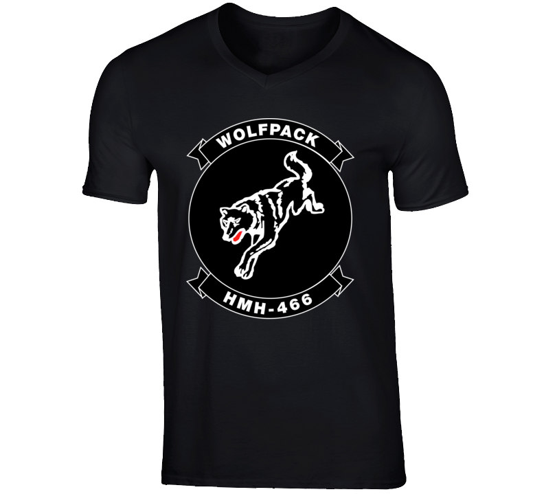 Usmc - Marine Heavy Helicopter Squadron 466 - Single Wolf Wo Txt T Shirt