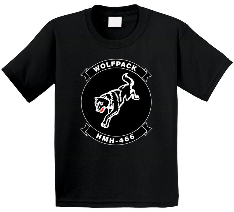 Usmc - Marine Heavy Helicopter Squadron 466 - Single Wolf Wo Txt T Shirt