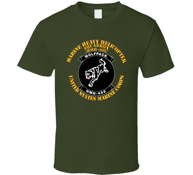 USMC - Marine Heavy Helicopter Squadron 466 - Single wolf T Shirt