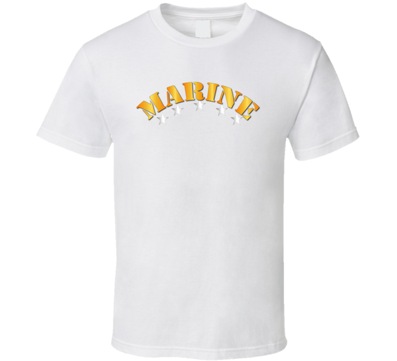 Usmc - Marine W Silver Stars T Shirt