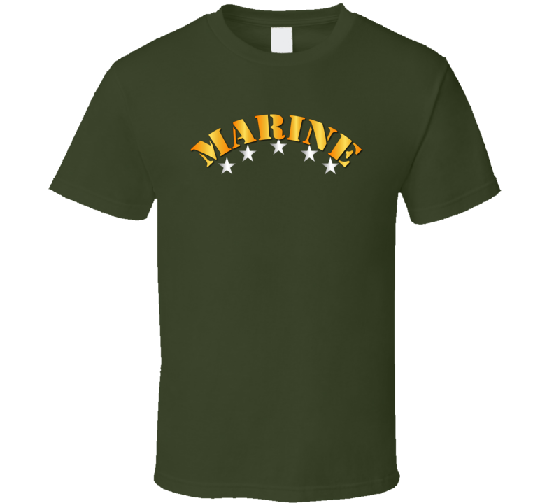 Usmc - Marine W Silver Stars T Shirt