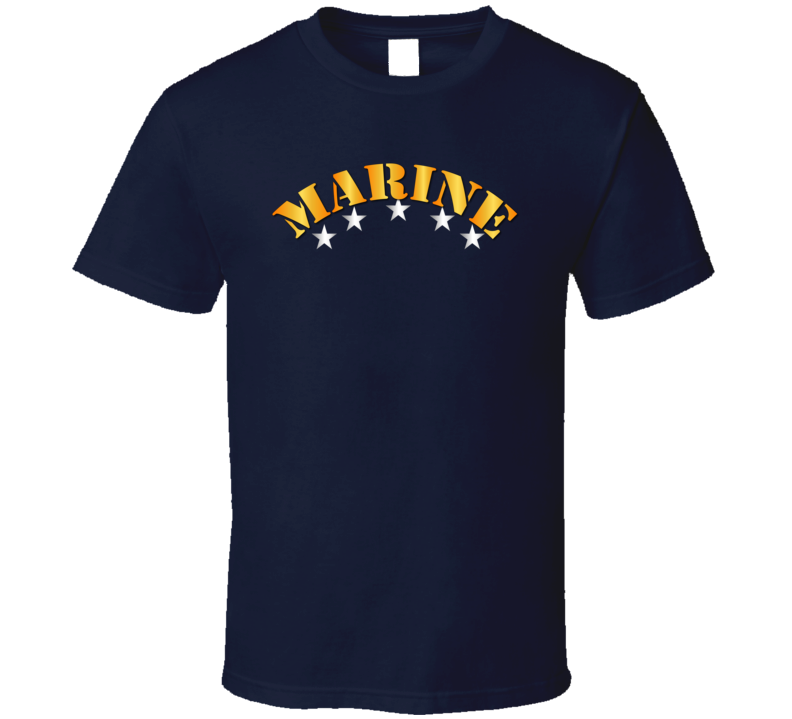 Usmc - Marine W Silver Stars T Shirt