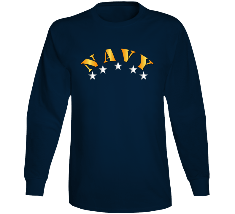 Navy -  Navy W Silver Stars Long Sleeve