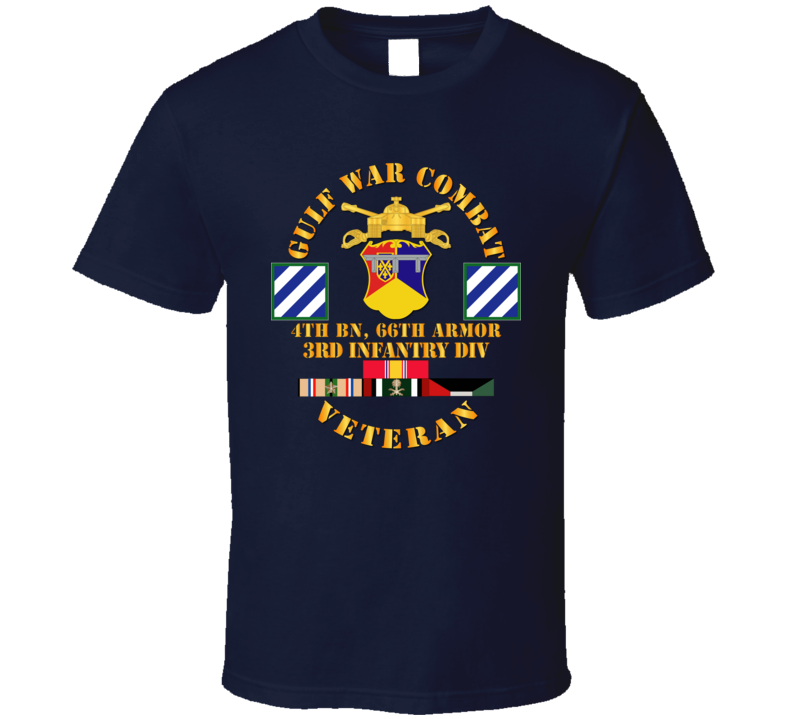 Army - Gulf War Combat Armor Vet W 4th Bn 66th Armor - 3rd Id Wo Map T Shirt