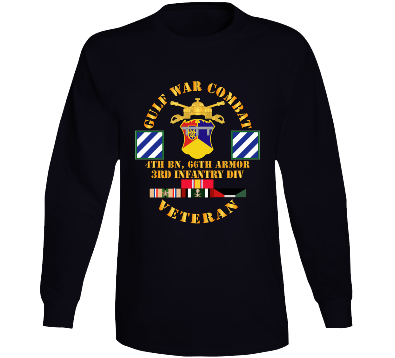 Army - Gulf War Combat Armor Vet W 4th Bn 66th Armor - 3rd Id Wo Map Long Sleeve