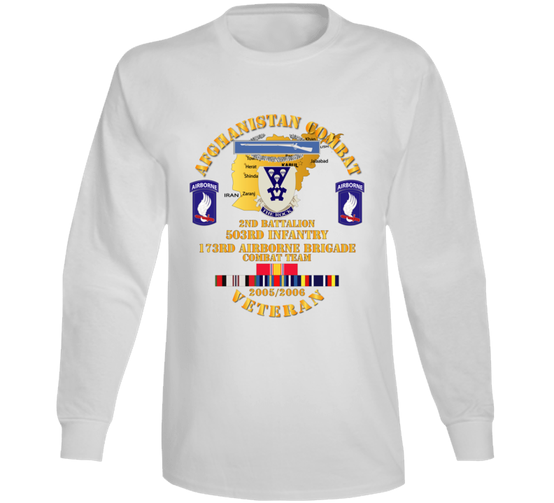 Army - Afghanistan Vet W 2nd Bn 503rd Inf - 173rd Airborne Bde - Oef - 2005 Long Sleeve