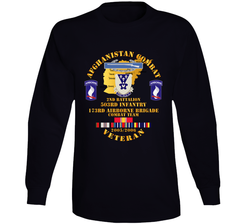 Army - Afghanistan Vet W 2nd Bn 503rd Inf - 173rd Airborne Bde - Oef - 2005 Long Sleeve