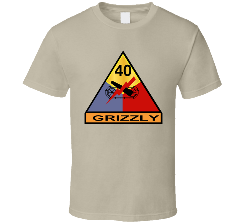 Army - 40th Armored Division - Grizzly Wo Txt T Shirt