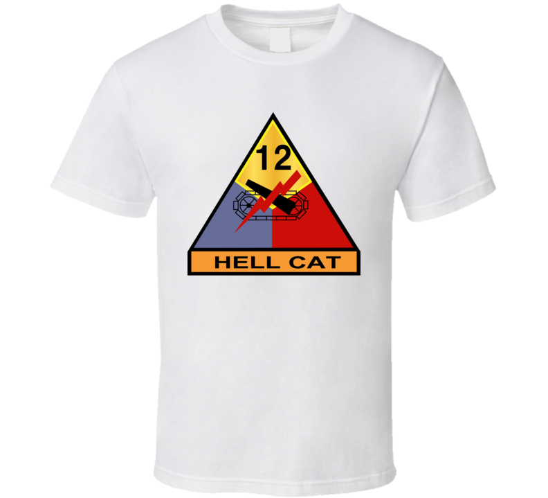 Army - 12th Armored Division - Hell Cat Wo Txt T Shirt