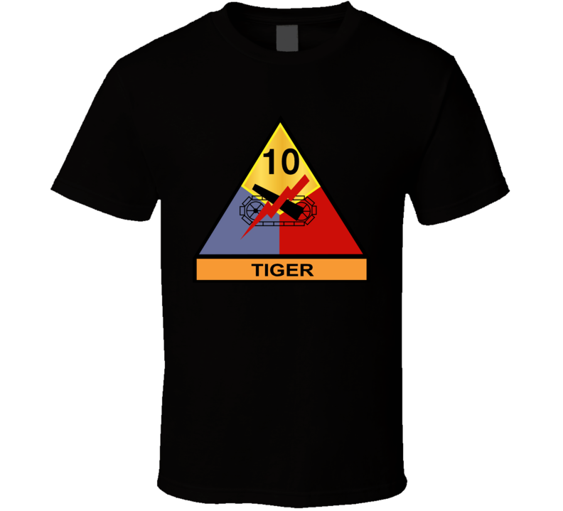 Army - 10th Armored Division - Tiger Wo Txt T Shirt