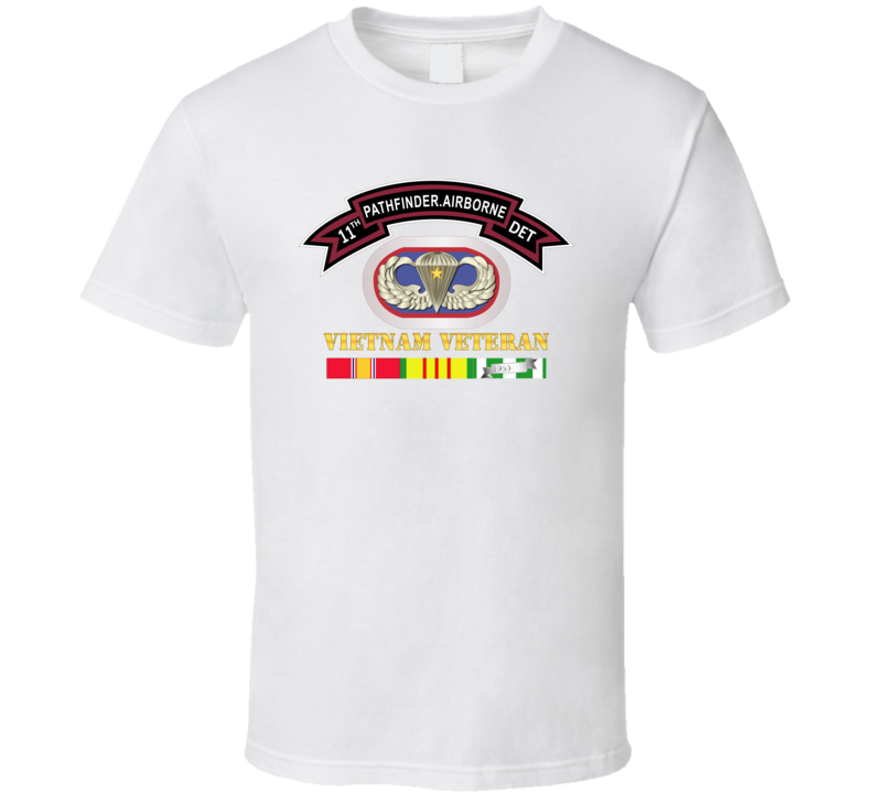 Army -11th Pathfinder Detachment - Vietnam Vet W Abn Badge Cbt Star T Shirt