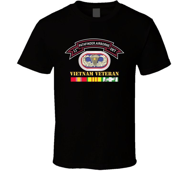 Army -11th Pathfinder Detachment - Vietnam Vet W Abn Badge Cbt Star T Shirt