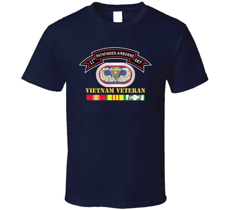 Army -11th Pathfinder Detachment - Vietnam Vet W Abn Badge Cbt Star T Shirt