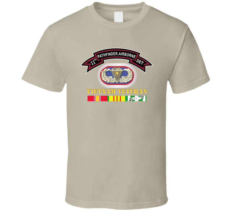 Army -11th Pathfinder Detachment - Vietnam Vet W Abn Badge Cbt Star T Shirt