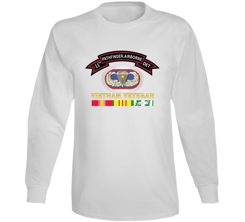 Army -11th Pathfinder Detachment - Vietnam Vet W Abn Badge Cbt Star Long Sleeve