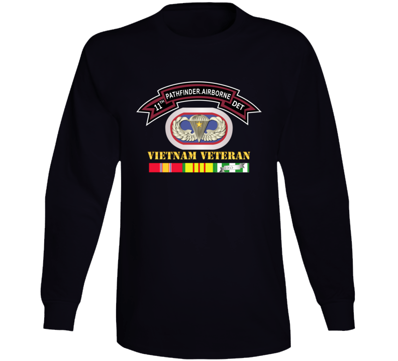 Army -11th Pathfinder Detachment - Vietnam Vet W Abn Badge Cbt Star Long Sleeve