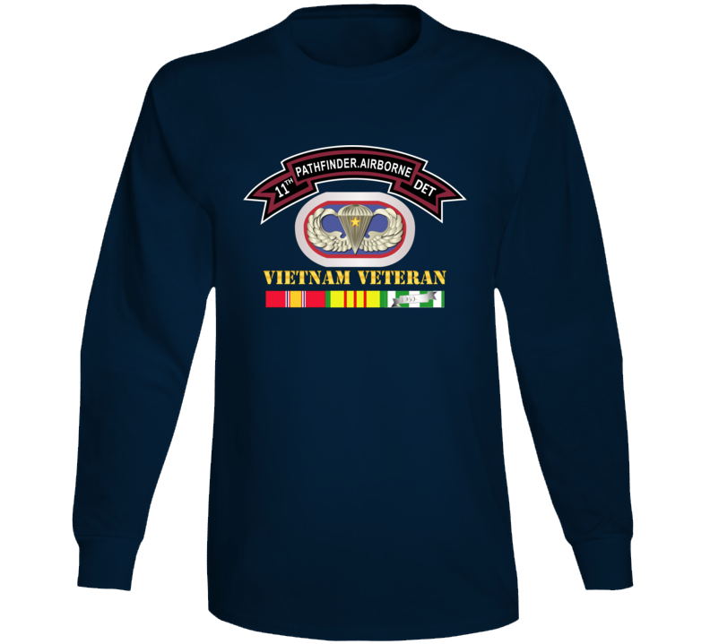 Army -11th Pathfinder Detachment - Vietnam Vet W Abn Badge Cbt Star Long Sleeve