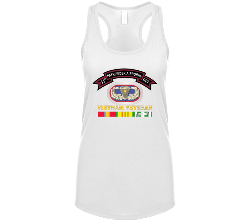 Army -11th Pathfinder Detachment - Vietnam Vet W Abn Badge Cbt Star Ladies Tanktop