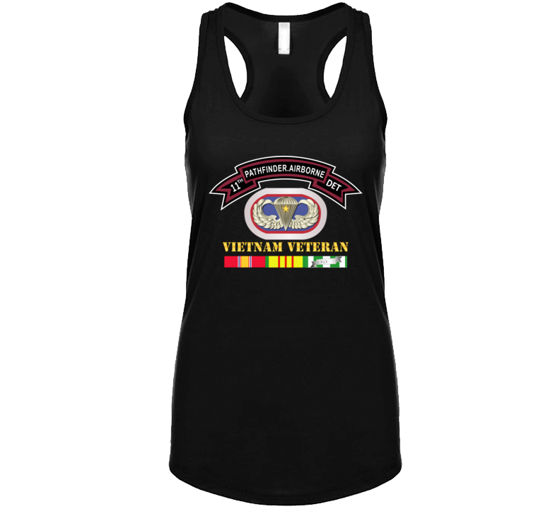 Army -11th Pathfinder Detachment - Vietnam Vet W Abn Badge Cbt Star Ladies Tanktop