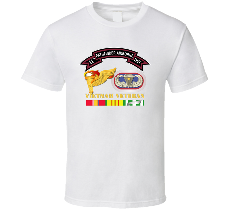 Army -11th Pathfinder Det - Vn Vet W Abn Badge Cbt Star Pathfinder Badge T Shirt