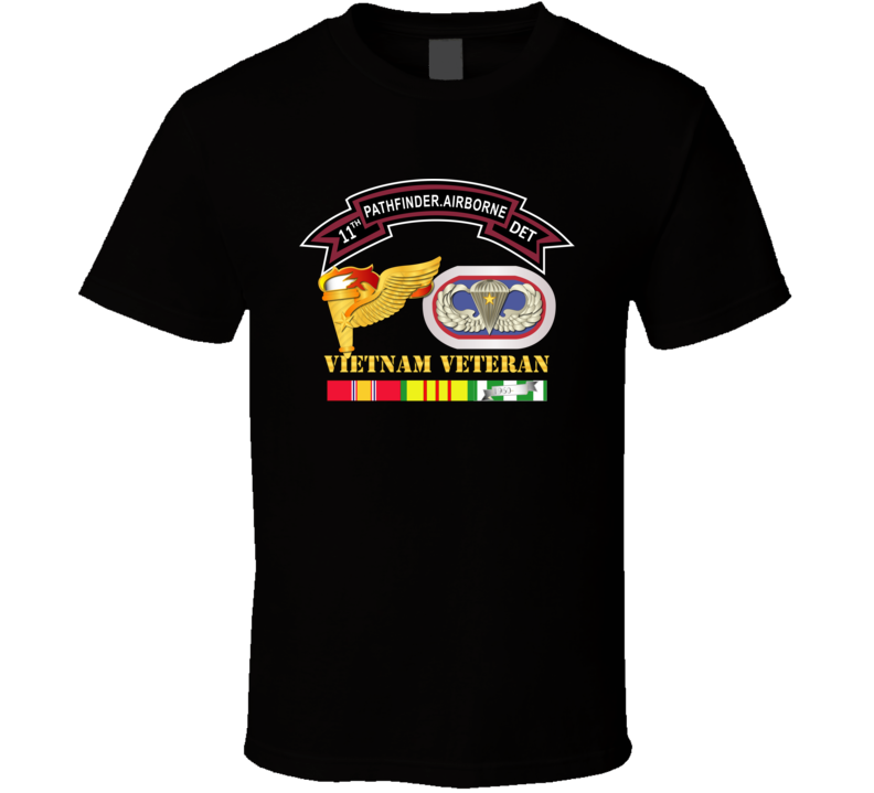 Army -11th Pathfinder Det - Vn Vet W Abn Badge Cbt Star Pathfinder Badge T Shirt