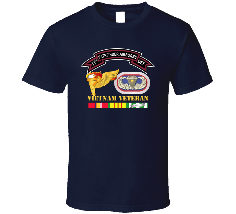 Army -11th Pathfinder Det - Vn Vet W Abn Badge Cbt Star Pathfinder Badge T Shirt
