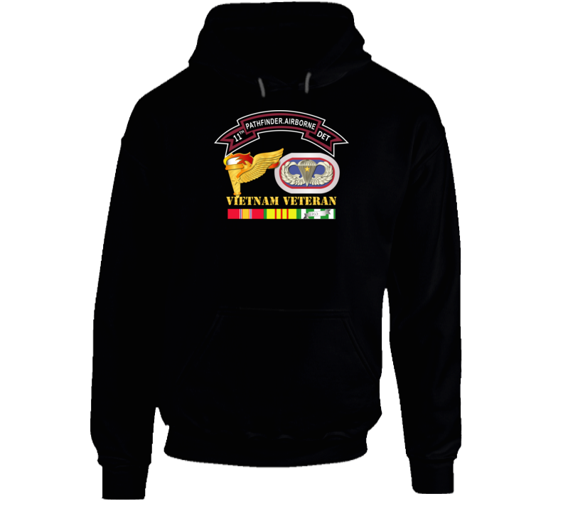 Army -11th Pathfinder Det - Vn Vet W Abn Badge Cbt Star Pathfinder Badge Hoodie