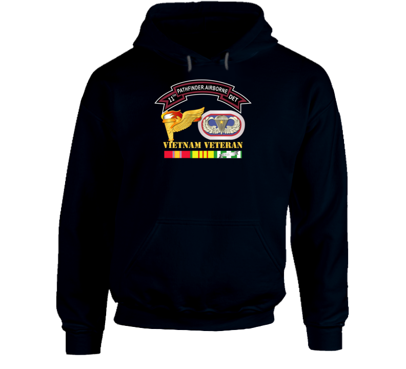 Army -11th Pathfinder Det - Vn Vet W Abn Badge Cbt Star Pathfinder Badge Hoodie