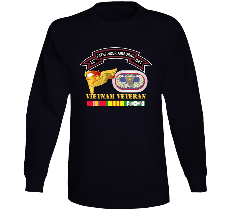 Army -11th Pathfinder Det - Vn Vet W Abn Badge Cbt Star Pathfinder Badge Long Sleeve