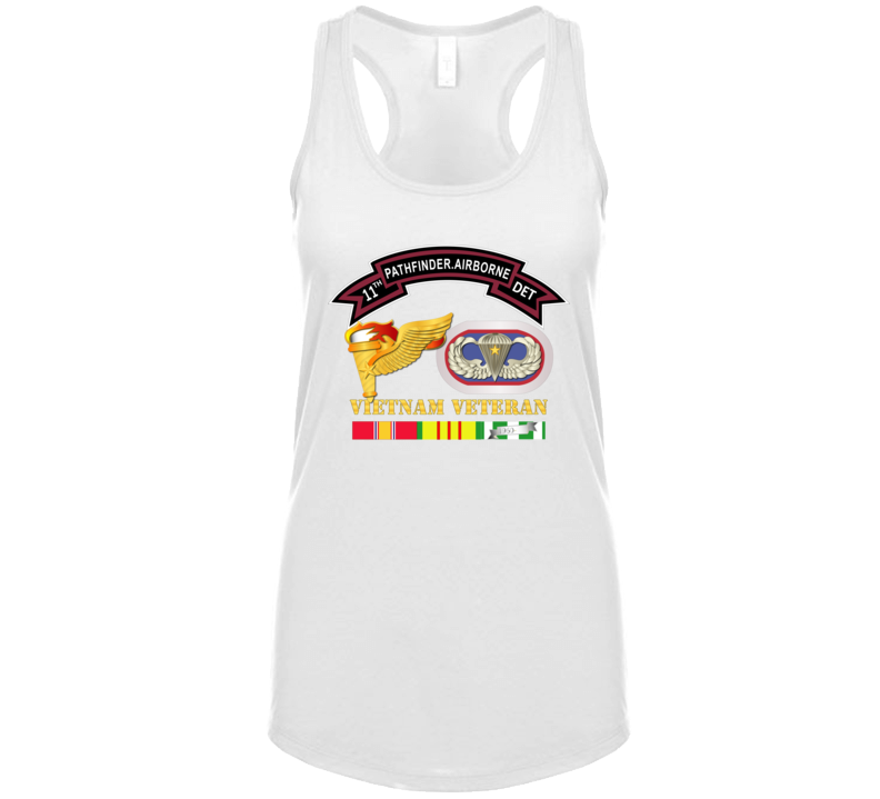 Army -11th Pathfinder Det - Vn Vet W Abn Badge Cbt Star Pathfinder Badge Ladies Tanktop