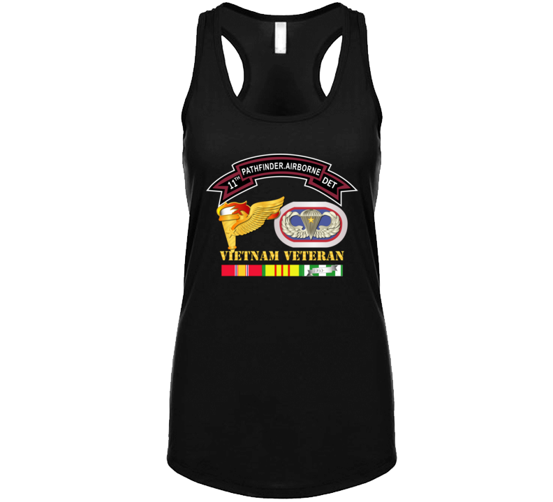 Army -11th Pathfinder Det - Vn Vet W Abn Badge Cbt Star Pathfinder Badge Ladies Tanktop