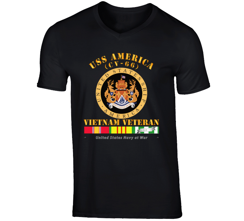 Navy - Uss America (cv-66) - Vietnam Vet W Vn Svc V-neck