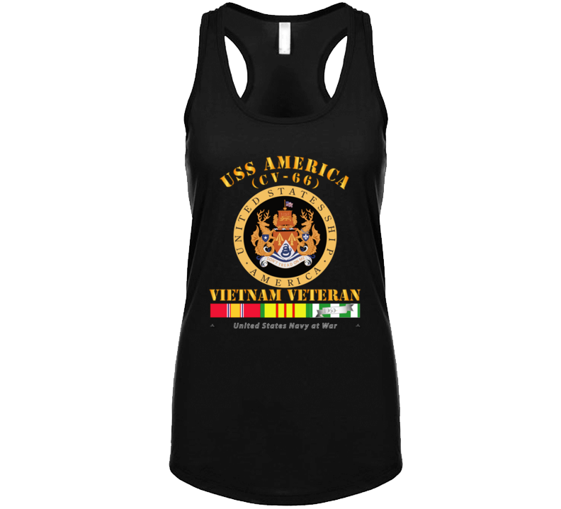 Navy - Uss America (cv-66) - Vietnam Vet W Vn Svc Ladies Tanktop