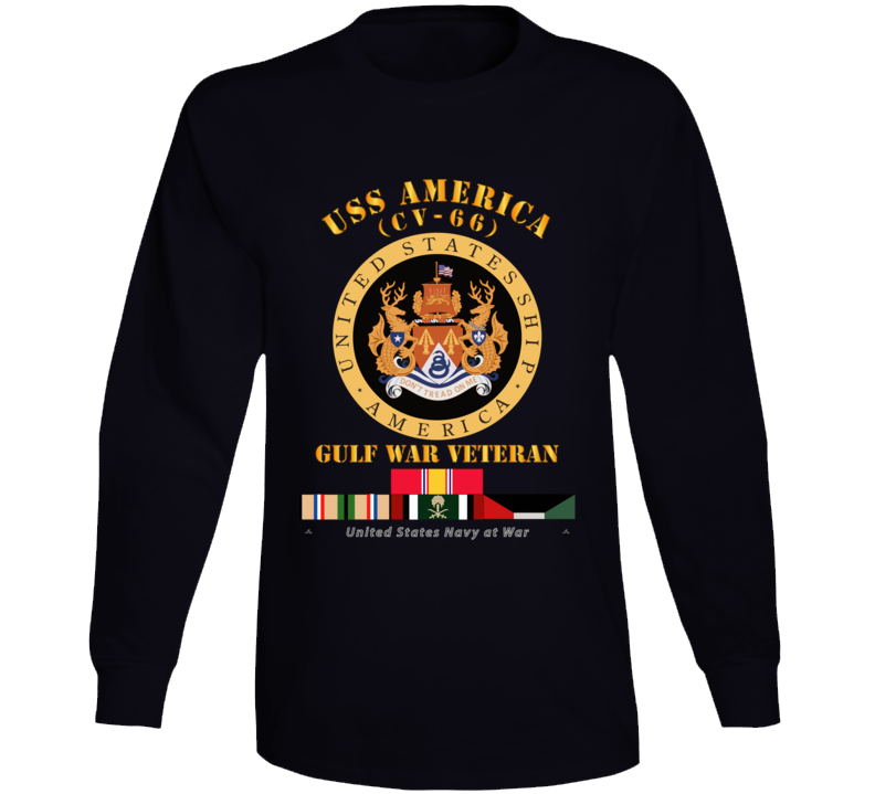 Navy - Uss America (cv-66) - Gulf War Vet W Gulf  War Svc Long Sleeve