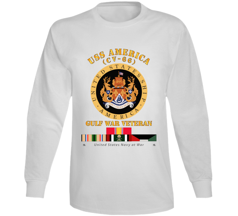 Navy - Uss America (cv-66) - Gulf War Vet W Gulf  War Svc Long Sleeve