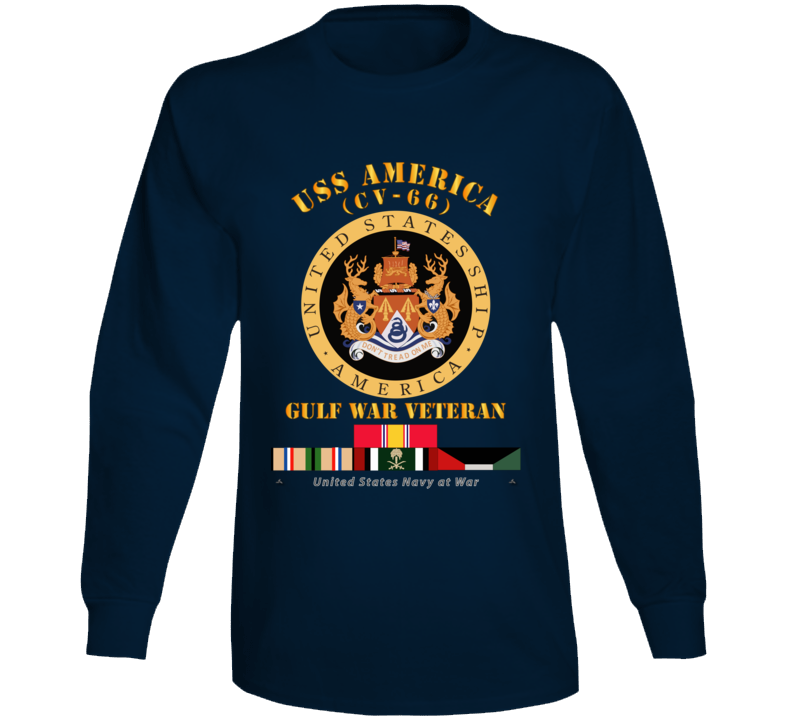 Navy - Uss America (cv-66) - Gulf War Vet W Gulf  War Svc Long Sleeve