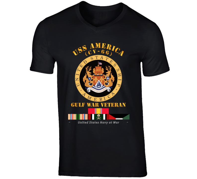 Navy - Uss America (cv-66) - Gulf War Vet W Gulf  War Svc V-neck