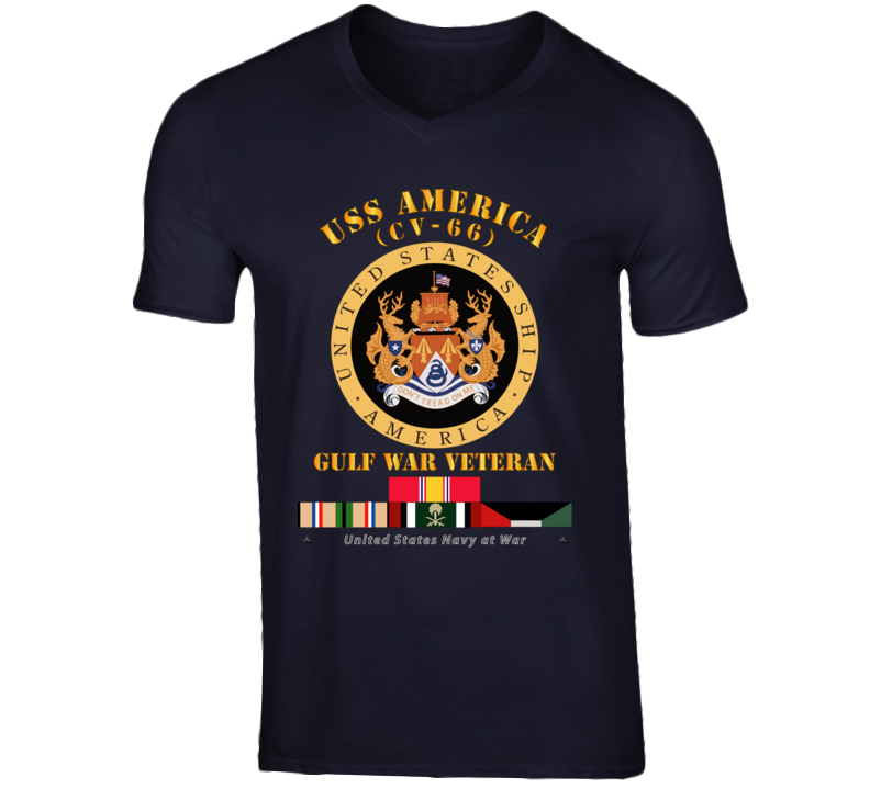 Navy - Uss America (cv-66) - Gulf War Vet W Gulf  War Svc V-neck