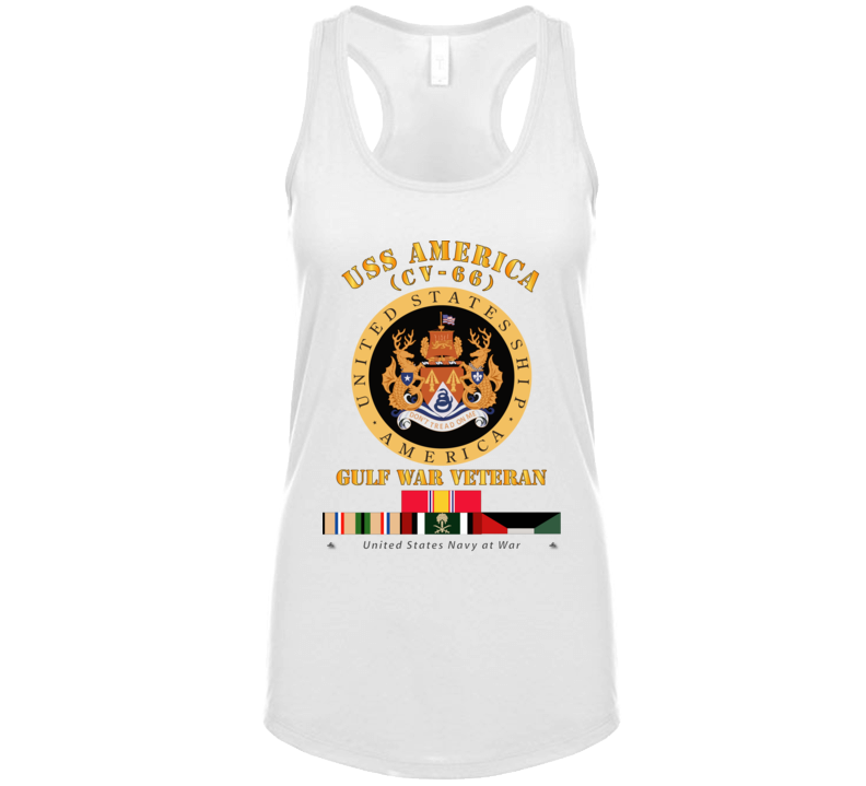 Navy - Uss America (cv-66) - Gulf War Vet W Gulf  War Svc Ladies Tanktop