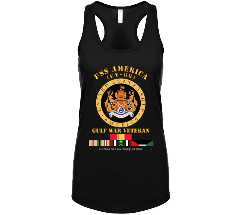 Navy - Uss America (cv-66) - Gulf War Vet W Gulf  War Svc Ladies Tanktop