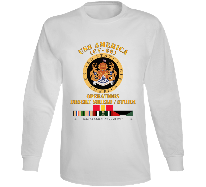 Navy - Uss America (cv-66) - Opns Ds - Ds W Gulf  War Svc Long Sleeve